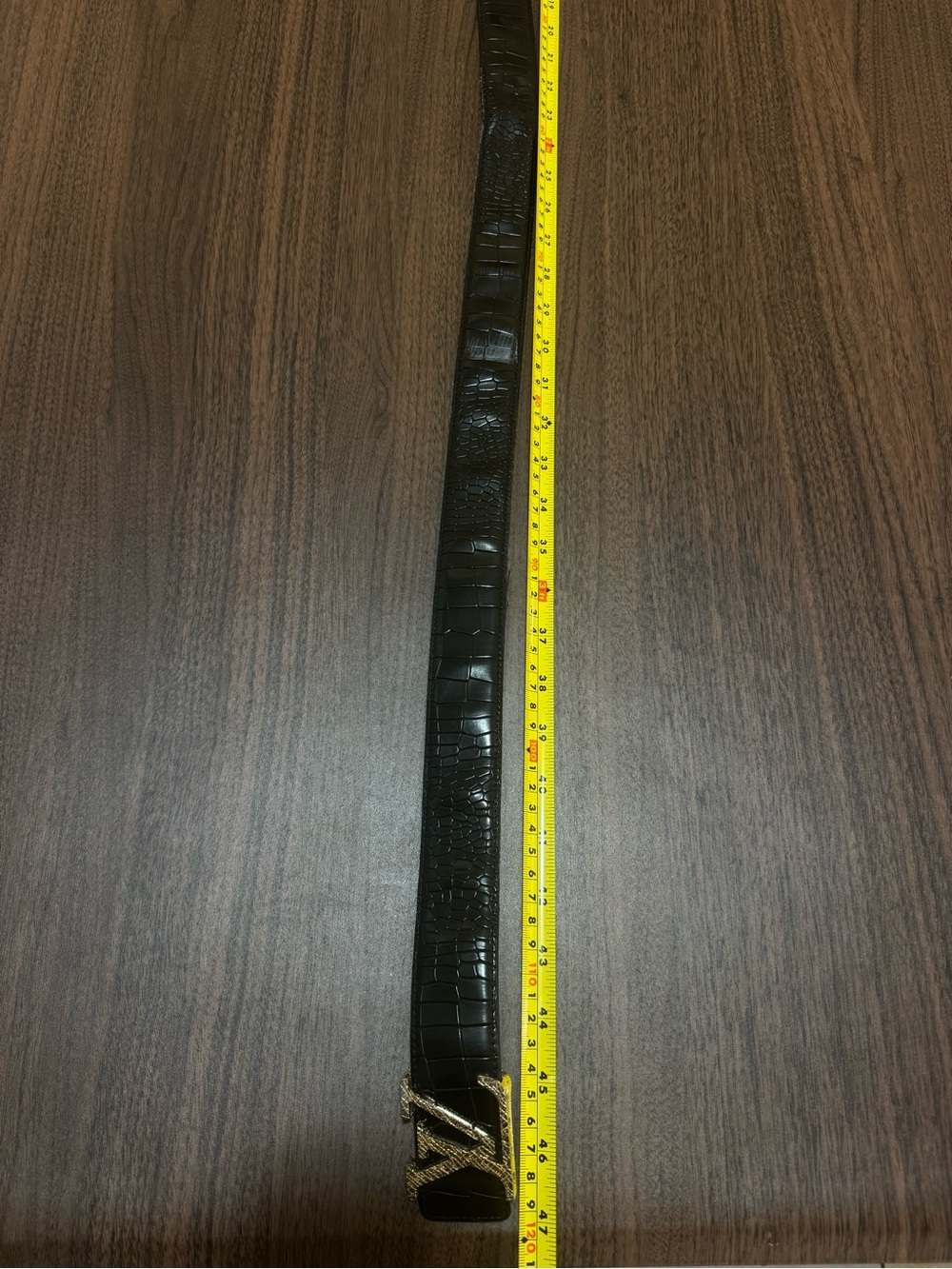Men's Black Solid Belt LV Logo Buckle - Picture 9 of 9